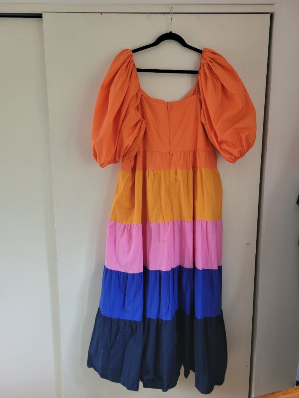 Farm Rio for Anthropologie Colorblock Tiered Puff Sleeve Maxi Dress Boho Chic 2X - Picture 3 of 9